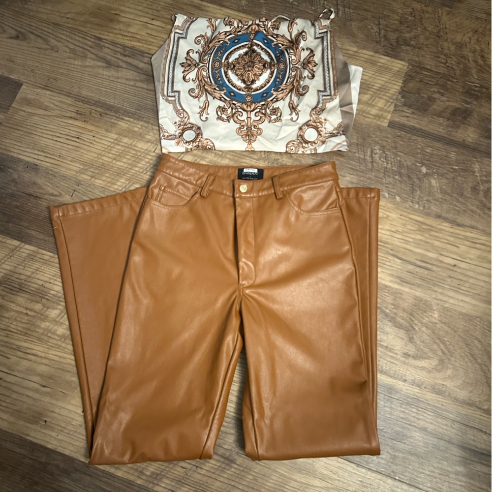 Bardot Revolve leather high waisted, boot cut pants Small - Picture 3 of 11